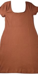 Wild Fable Women's Brown Ribbed Mini Short Sleeve Dress Size L